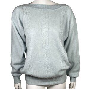 Vintage Compliments Boatneck Sweater Womens L Lambswool Angora Blend Long Sleeve